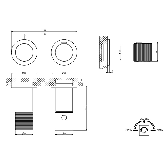 Смесители Trame Смеситель для душа, встраиваемый, термостатический, с перелючателем на 2 положения, внешняя часть, цвет: Black Metal PVD 