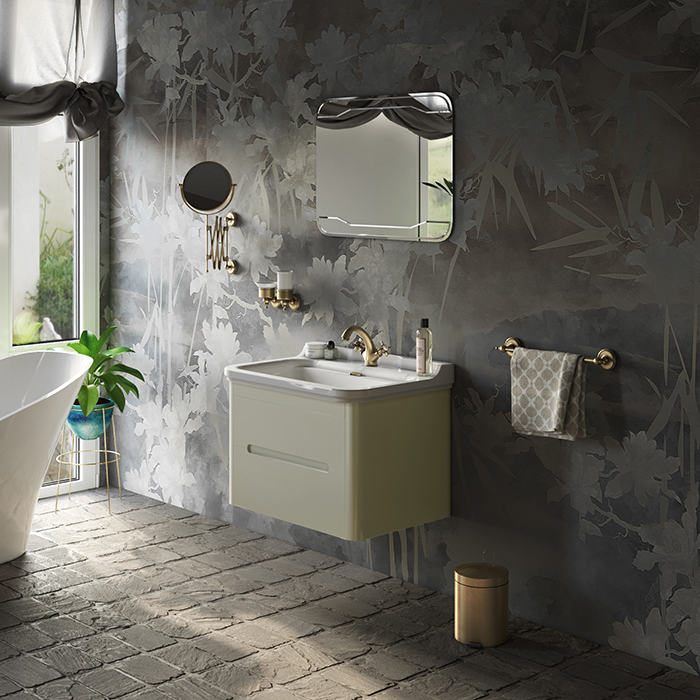 База подвесная под раковину 80см, с 2 ящиками, цвет bi vaniglia matt