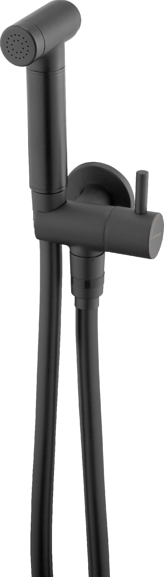 Смесители Гигиеническая лейка с держателем и запорным краном (черный) 