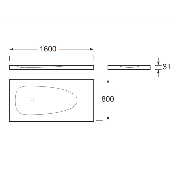 Душевые поддоны Baia душевой поддон 160х80х3.1см с боковым сливом, с anti-slip, мат-л: stonex, цвет: off-white 