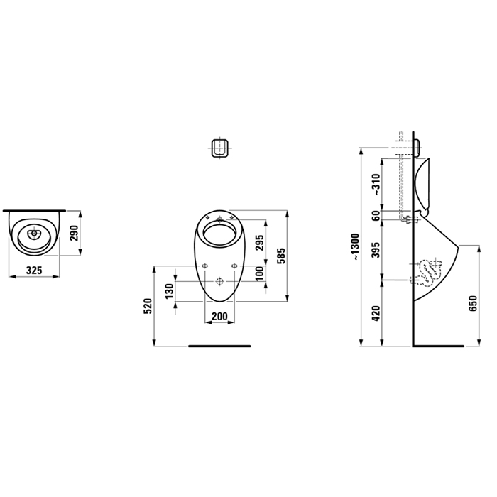 Писсуары Писуар 325х290х585мм, с крышкой, с сифоном, с покр. LLC, цвет: белый 