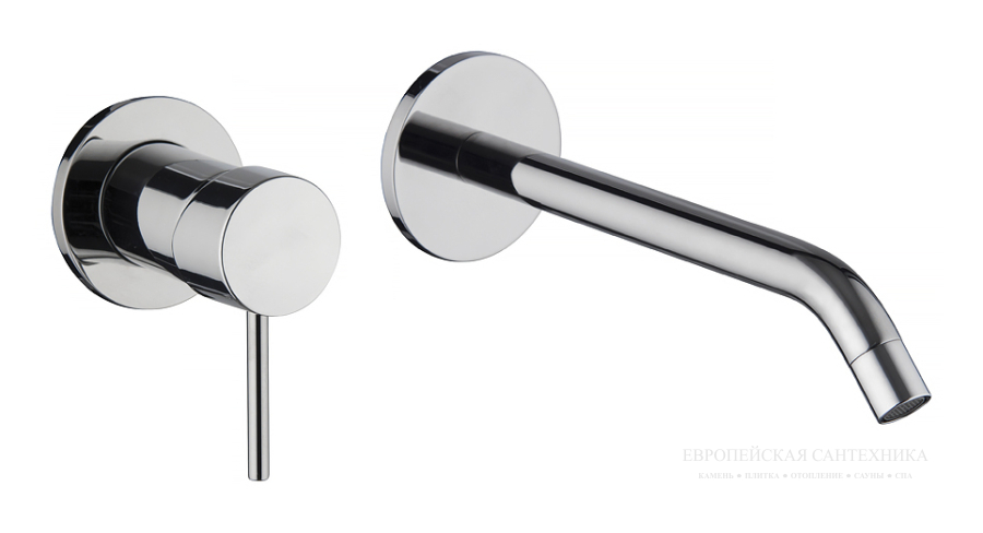 Смесители Cмеситель для раковины Spillo Up , встраиваемый, настенный, излив 210 мм, донный клапан Click-Clack, внешняя+скрытая части, цвет никель брашированный 