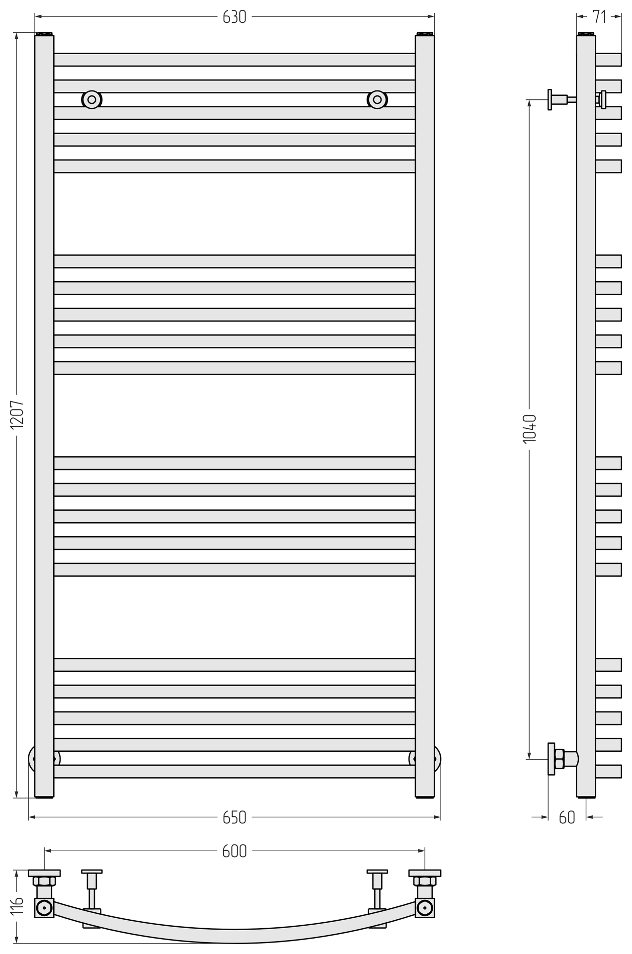Полотенцесушители Полотенцесушитель 1200х600 (Состаренная латунь) 