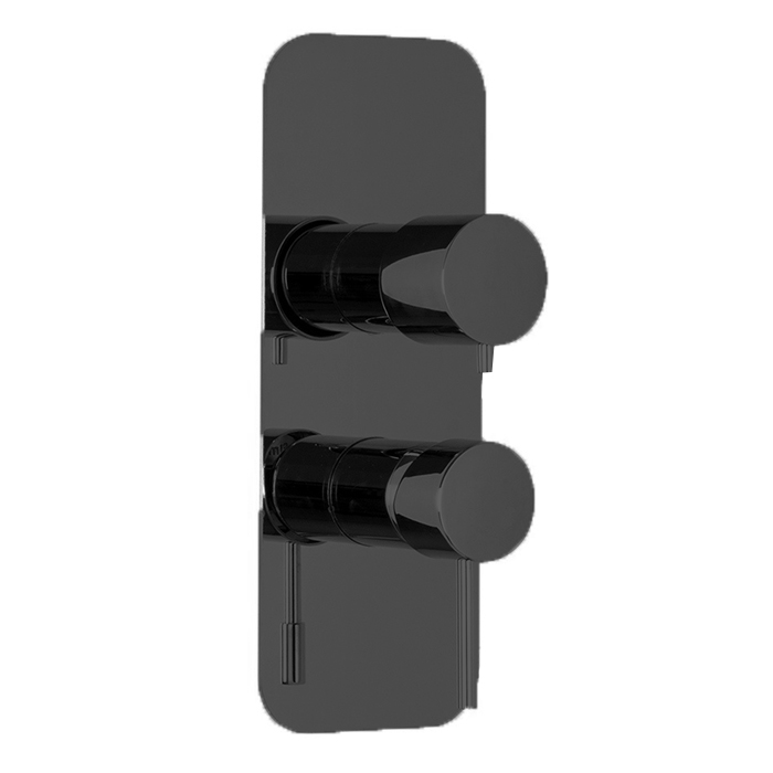 Смесители Смеситель для душа встроенный, с переключателем на 2/3 источника, внешняя часть, цвет чёрный матовый 