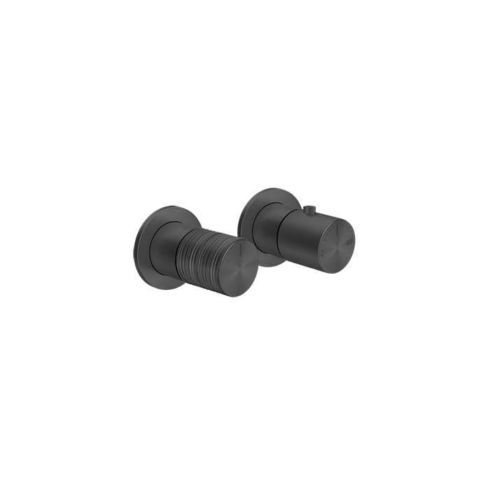 Смесители Trame Смеситель для душа, встраиваемый, термостатический, с перелючателем на 2 положения, внешняя часть, цвет: Black Metal PVD 