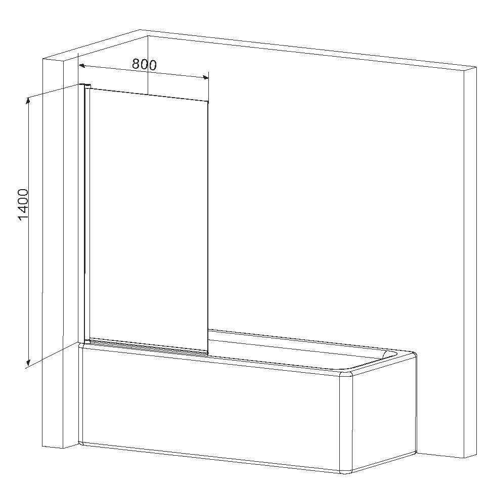 Душевые кабины и ограждения Шторка на борт ванны 80х140, поворотная, хром, стекло прозрачное 