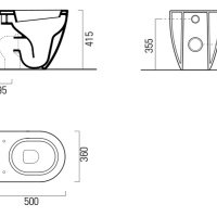 Унитазы Унитаз напольный приставной, безободковый (белый глянцевый) 