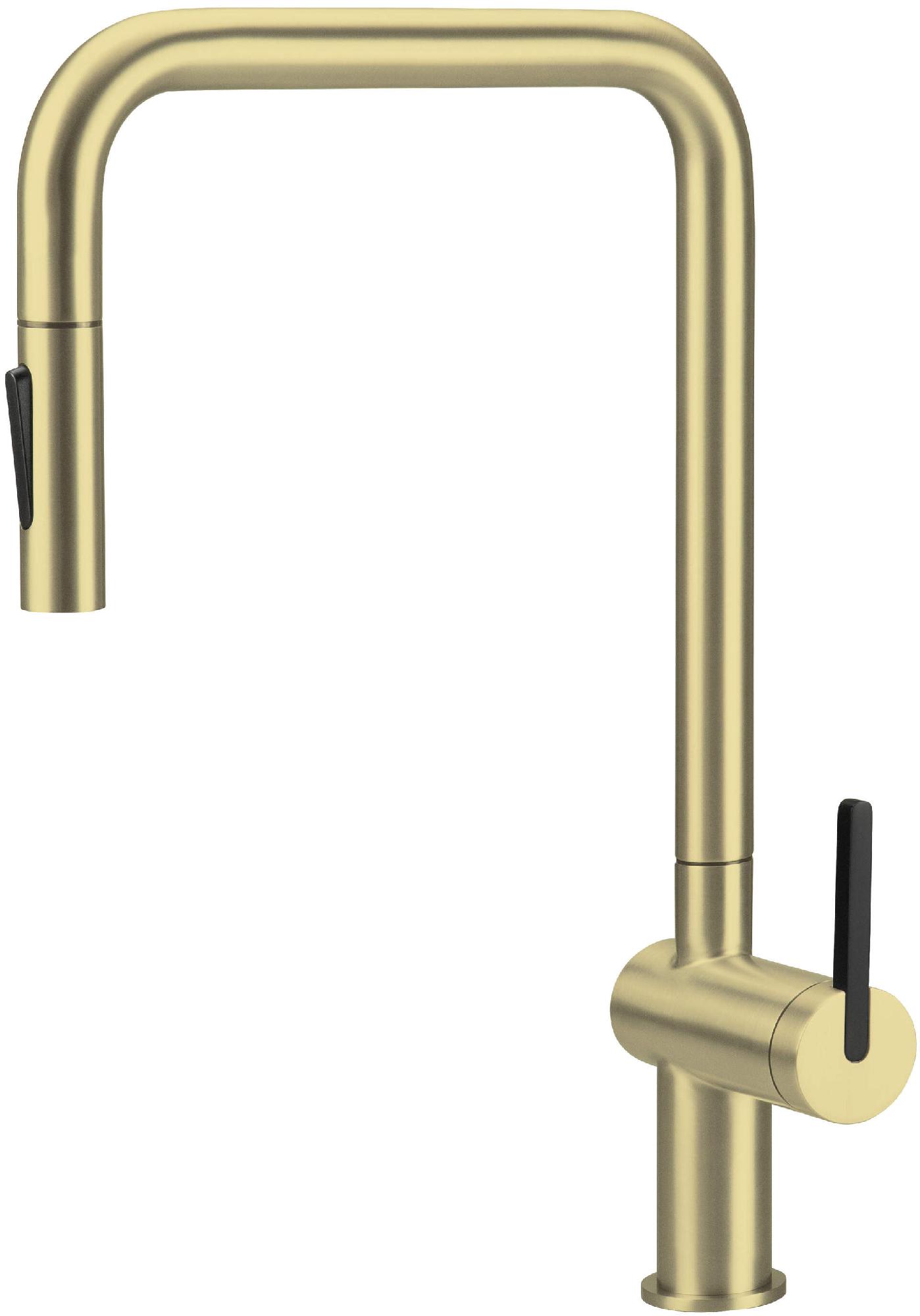 Смесители Смеситель для кухни с выдвижным U-изливом (золото мат.) 