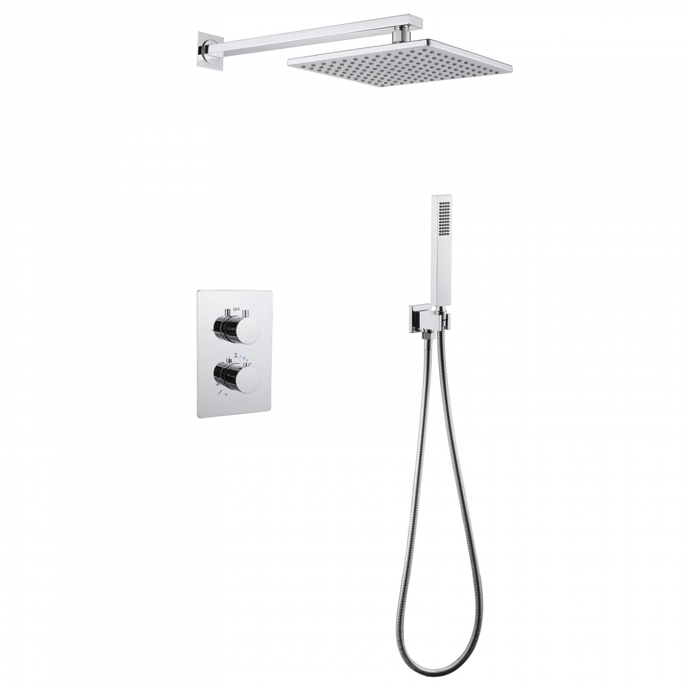 Душевая система скрытого монтажа без излива, термостат, хром