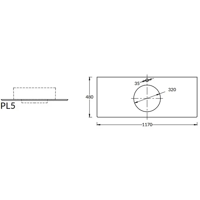 Мебель для ванной Столешница из керамогранита для накладных раковин Монте Тиберио 120 см, белый натуральный 