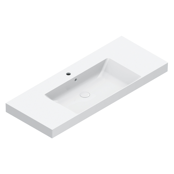 Раковины Раковина 125x50, с 1 отверстием под смеситель, покрытие Cataglaze+, цвет белый глянцевый 