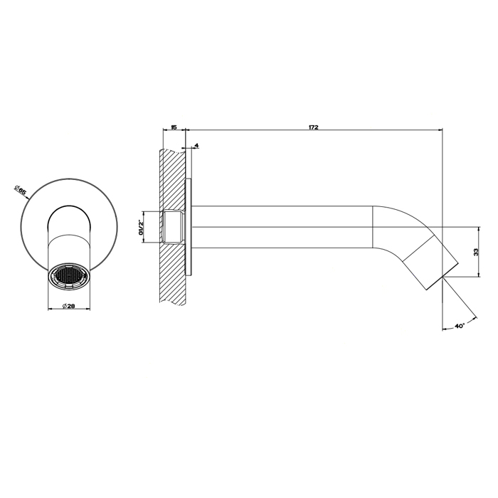 Комплектующие Излив для ванны 172 мм, цвет шлифованная сталь 