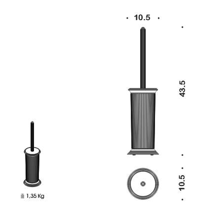Аксессуары для ванной Туалетный ершик с колбой, напольный 43.5 см, Цвет: античная бронза/матовое стекло 