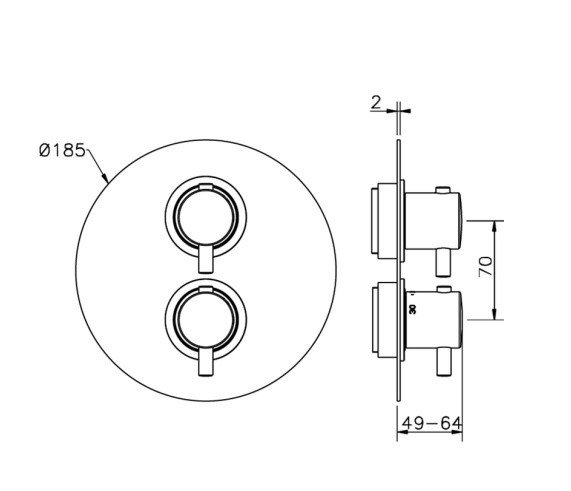 Смесители Внешняя часть встраиваемого термостатического смесителя для душа на 1 источник, цвет хром 