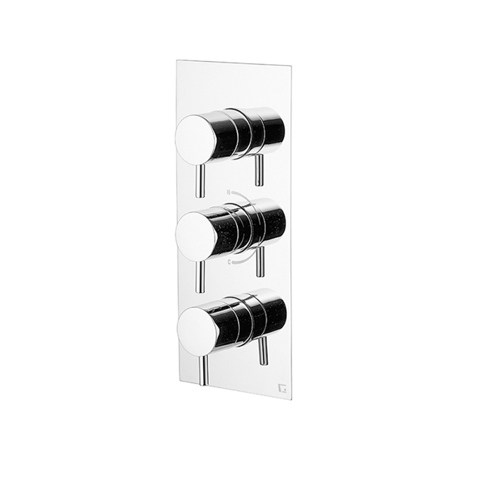 Смесители Термостатический встраиваемый смеситель для душа на 3 источника, внутренняя и внешняя часть, цвет хром 