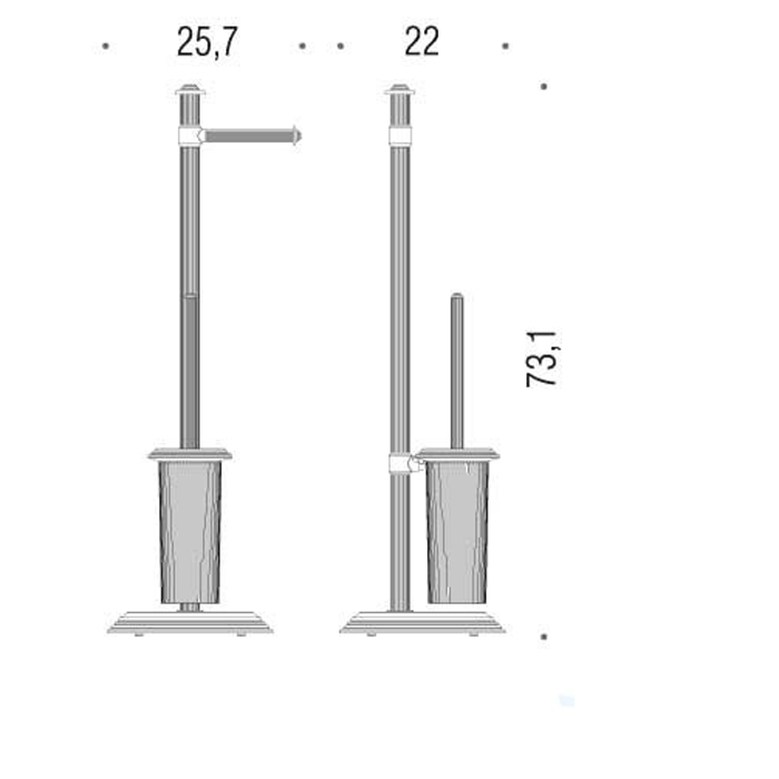 Аксессуары для ванной Стойка ершик с колбой, держатель туалетной бумаги, напольная, h73,1 см, цвет хром/матовое стекло 