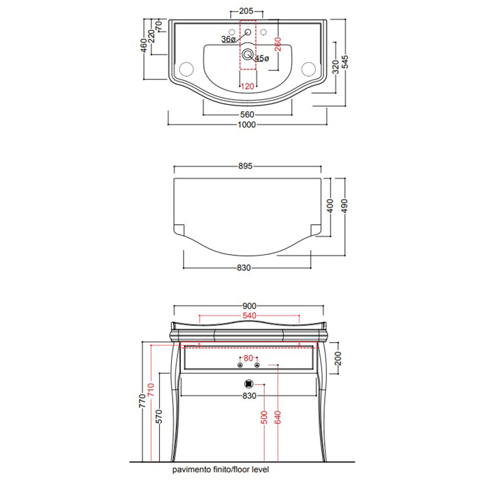 Мебель для ванной База 100 см, под раковину 105, цвет белый глянцевый, ножки (арт.736290) хром, ручки кристалл, кольцо-хром 