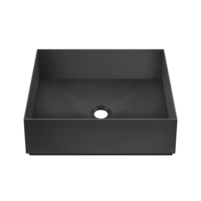 Раковина 400x400 мм, для установки на столешницу, без перелива, нержавеющая сталь, цвет черный матовый