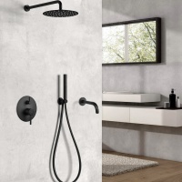 Душевая программа Душевая система с функцией наполнения ванны - комплект со смесителем, чёрный матовый 