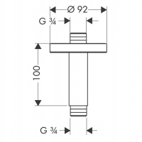 Комплектующие Потолочное подсоединение 100 мм, ?’, хром 