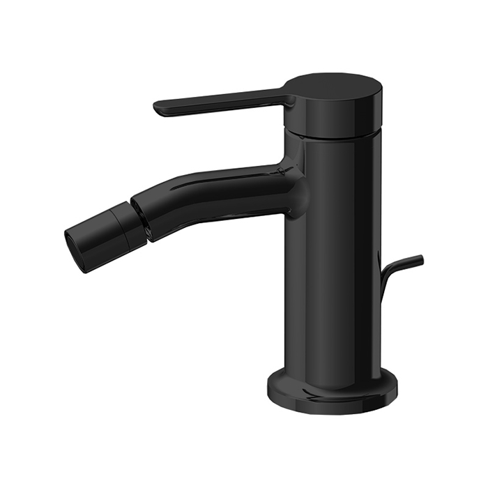 Смеситель для биде, на 1 отверстие, с донным клапаном, цвет чёрный матовый