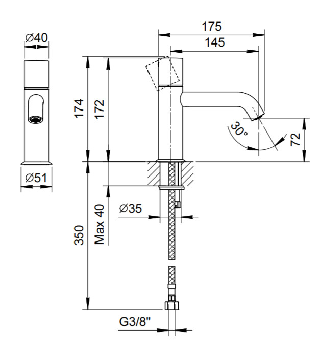 Смесители Смеситель для раковины на 1 отверстие, удлиненный излив 