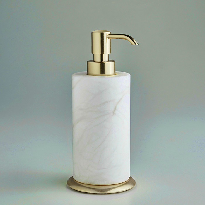 Дозатор настольный d8хh18 см с основанием, цвет алебастр/Polished Satin Gold