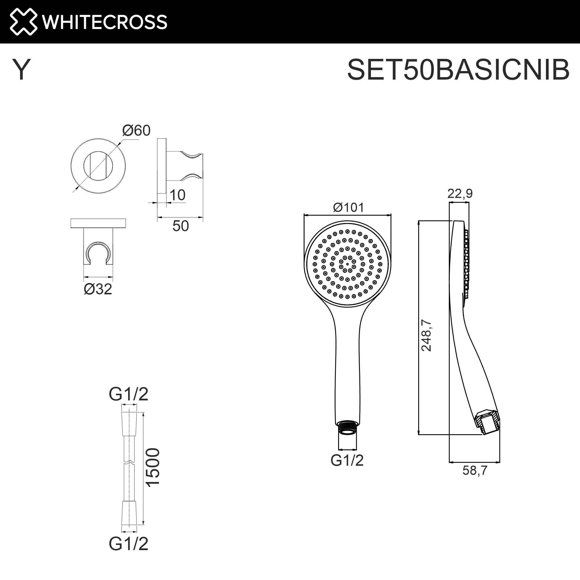 Душевая программа Душевой гарнитур точечный SET50BASICNIB (брашированный никель) 
