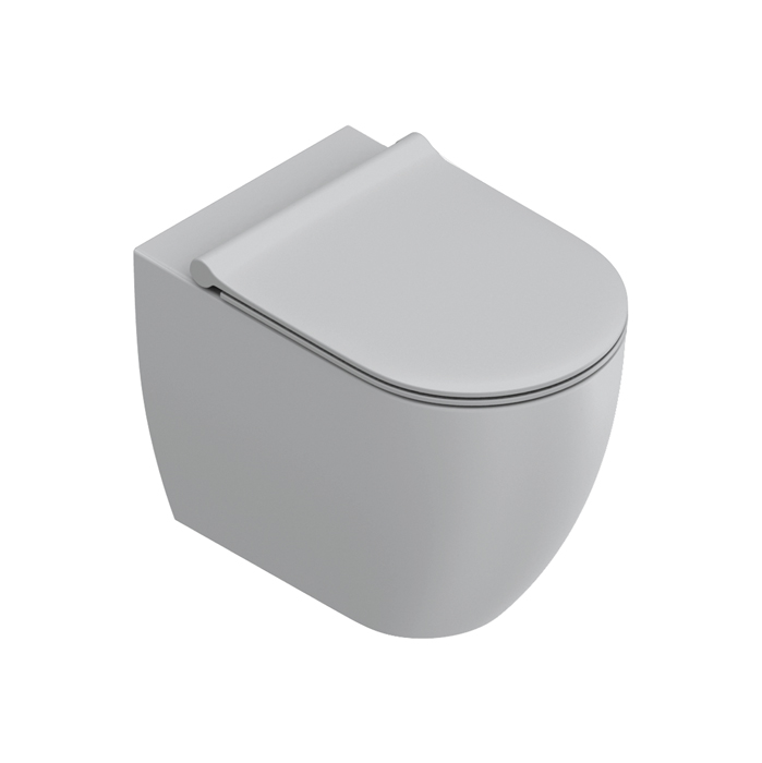 Унитаз напольный 55x35, безободковый, универс.слив, смыв Tornado, покрытие Twinglaze+, без крепежа, цвет Cemento Satinato