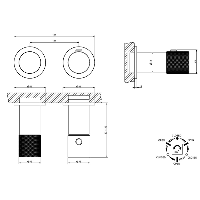 Смесители Смеситель настенный встраиваемый, термостатический, с переключателем на 3 положения, внешняя часть, цвет хром 