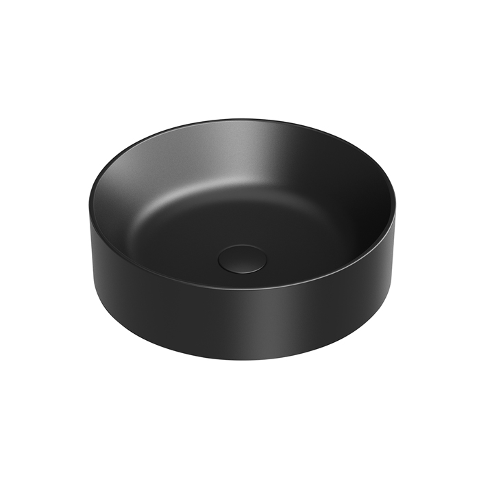 Раковины Раковина 45 см диаметр, на столешницу, без отверстий под смеситель, покрытие Cataglaze+, цвет черный матовый 