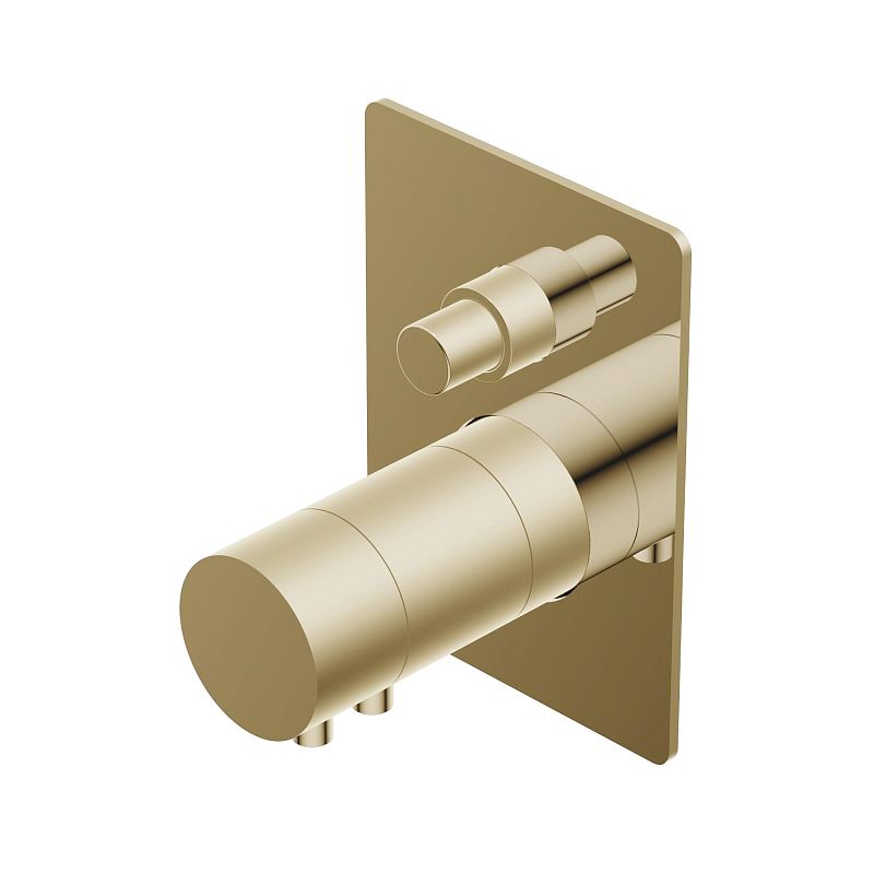 Смесители Термостат встраиваемый с переключателем на 2 потока, внешняя часть, отделка в цвете Шампаньamp 