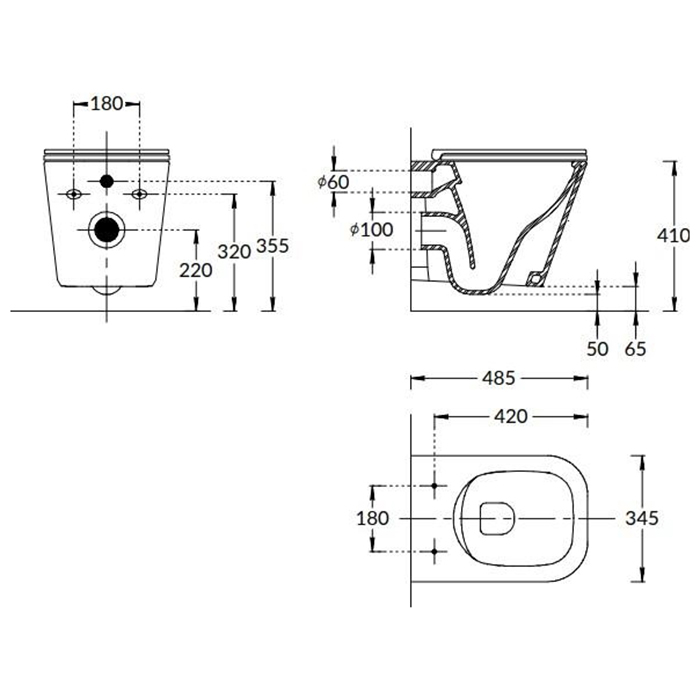 Унитазы Унитаз подвесной безободковый с крепежом и сиденьем, быстросъемным с softclose, белый глянцевый 