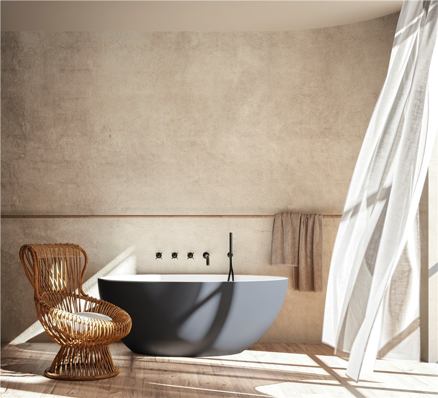 Ванна отдельностоящая 160x85x62h мм, с сливом-переливом и сифоном, SOLID SURFACE, цвет белый матовый