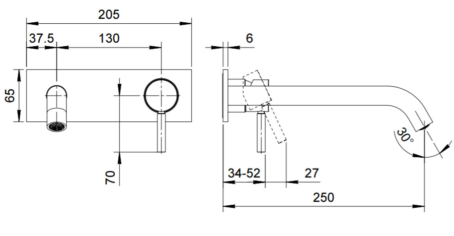 Смесители Смеситель из стены для раковины 