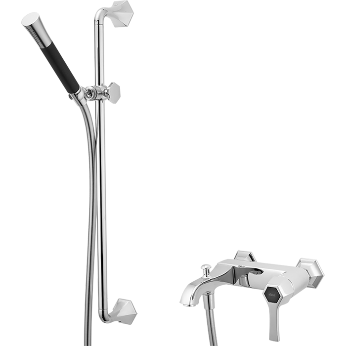 Смесители Смеситель для ванны однорычажный, с душевым комплектом, цвет хром/черный 