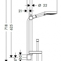 Душевая программа Душевой набор: штанга 650mm, ручной душ 120, 3jet (Rain, RainAir, WhirlAir), мыльница, шланг, цвет белый/хром 