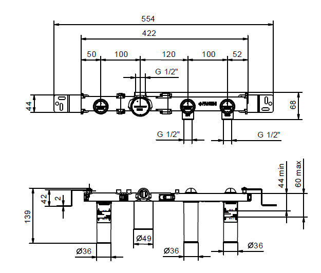 Смесители Встраиваемая часть смесителя 
