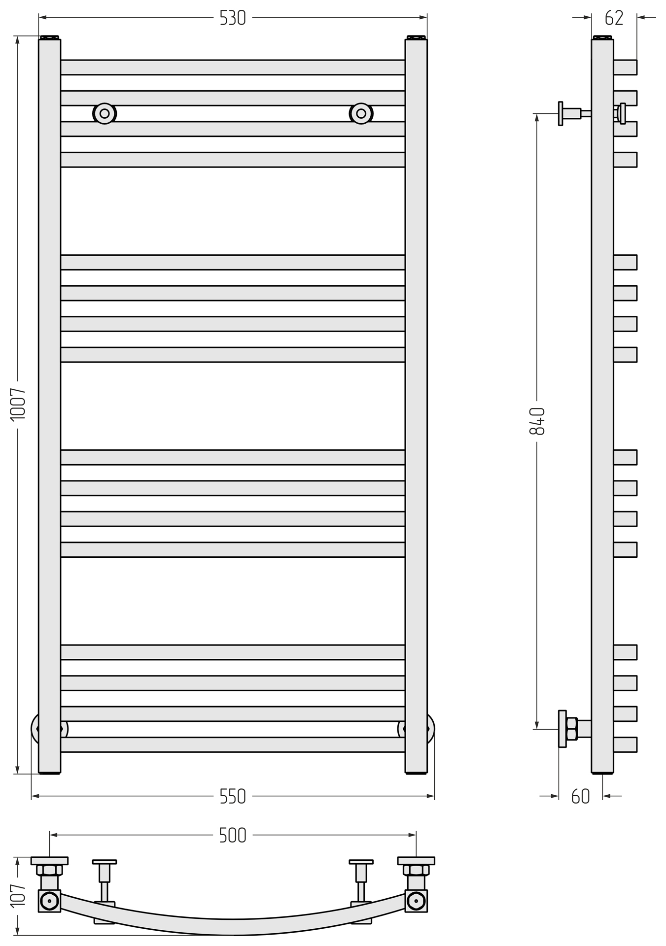 Полотенцесушители Полотенцесушитель 1000х500 (Матовый белый) 