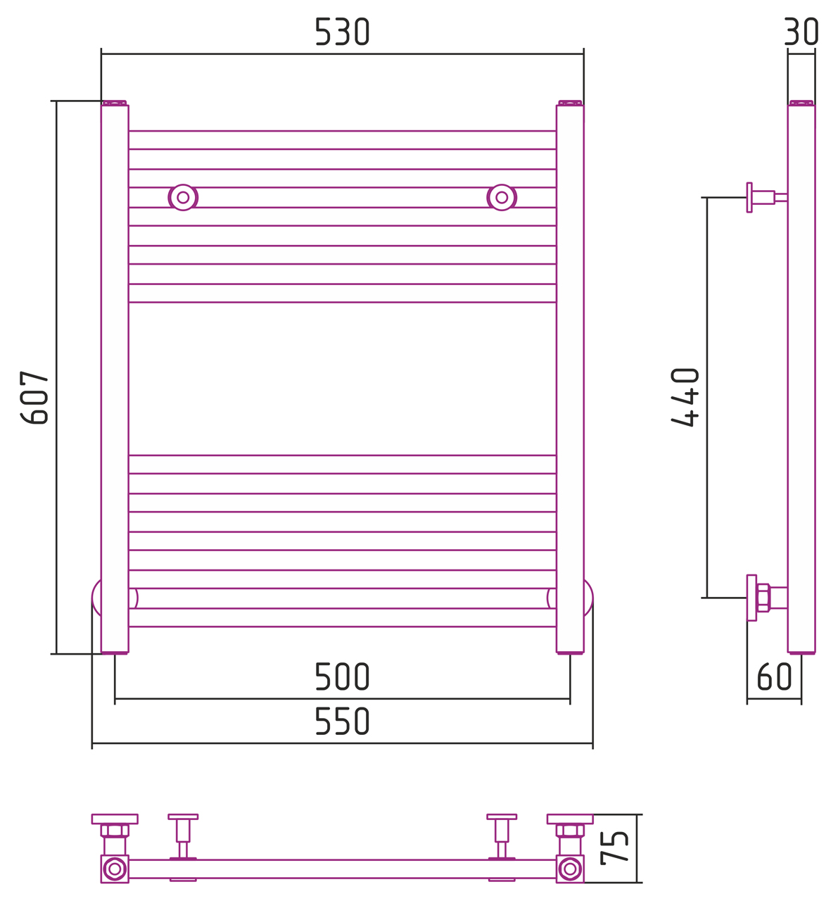 Полотенцесушители Дизайн-радиатор 600х500 