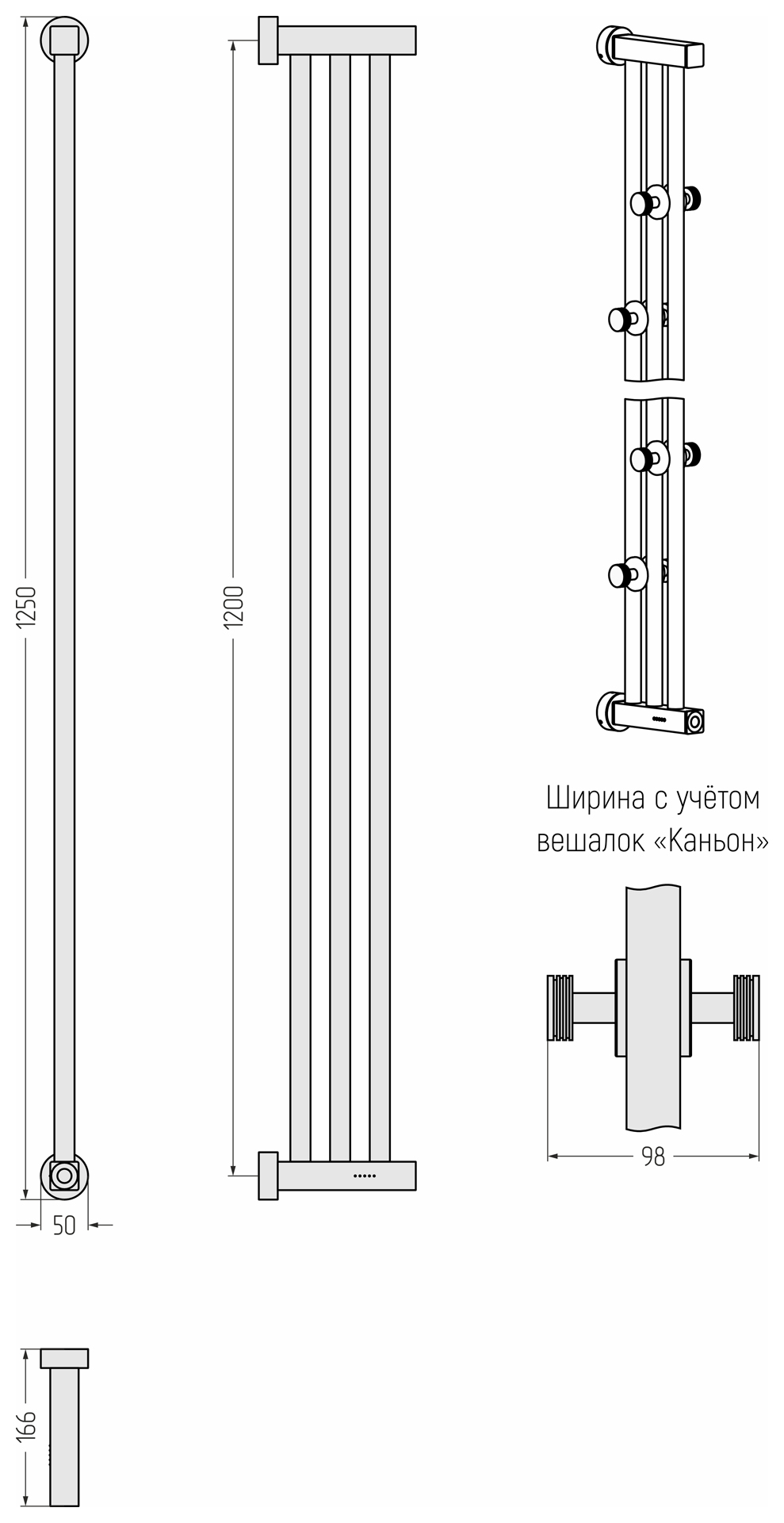 Полотенцесушители Полотенцесушитель электрический 1200х166 (RAL 7039 Кварцевый серый) 
