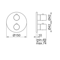 Смесители Термостат для ванны на 2 потребителя, внешняя часть, хром 