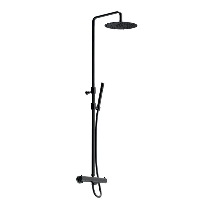 Душевая система - комплект с термостатом, чёрный матовый