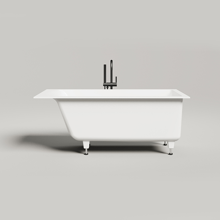 Встраиваемая ванна с прямоугольной чашей 1500x700x605/625 мм, ножки, S-Sense, белый глянцевый