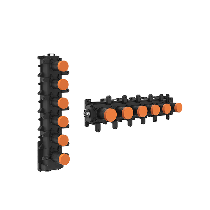 Встраиваемая часть настенного термостатического смесителя с 5 запорными вентилями, хром