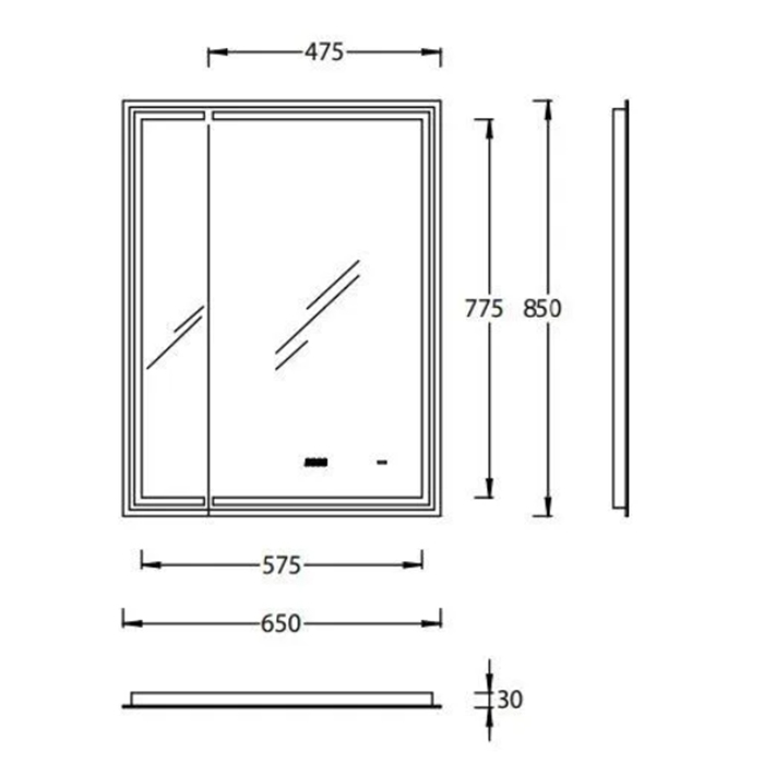 Мебель для ванной Зеркало M 65 с поворотной дверцей, подсветкой и функцией антизапотевание, белое 