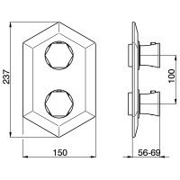 Смесители Термостат для ванны на 3 потребителя - внешняя часть (золото) 
