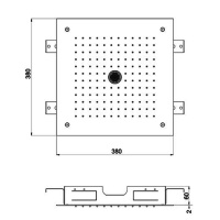 Душевая программа Встраиваемый верхний душ 38х38 см, 2 типа струи, цвет медь брашированная PVD 