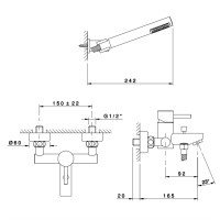Смесители Смеситель для ванны и душа, цвет хром 