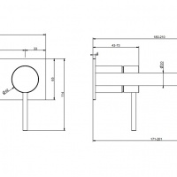 Смесители Настенный смеситель для раковины внешняя часть чёрный шлифованный 